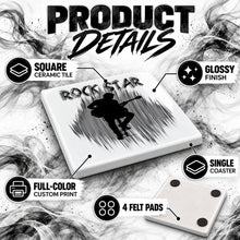 F016 Guitar Music ceramic coaster by Mythic Airbrush, original Air-Volution design — product image 3