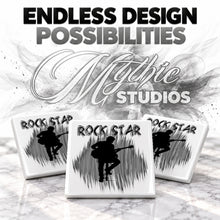 F016 Guitar Music ceramic coaster by Mythic Airbrush, original Air-Volution design — product image 6