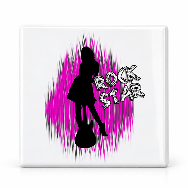 F017 Rock Star ceramic coaster by Mythic Airbrush, original Air-Volution design — main image