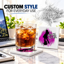 F017 Rock Star ceramic coaster by Mythic Airbrush, original Air-Volution design — product image 2