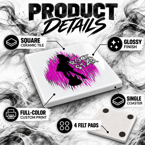 F017 Rock Star ceramic coaster by Mythic Airbrush, original Air-Volution design — product image 3