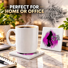 F017 Rock Star ceramic coaster by Mythic Airbrush, original Air-Volution design — product image 4