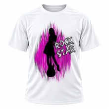 Personalized Rock Star T-Shirt, front-view T-shirt mockup featuring custom Air-Volution artwork by Mythic Airbrush