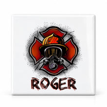 F018 Firefighter ceramic coaster by Mythic Airbrush, original Air-Volution design — main image