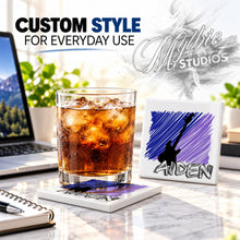 F020 Guitar ceramic coaster by Mythic Airbrush, original Air-Volution design — product image 2