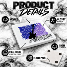 F020 Guitar ceramic coaster by Mythic Airbrush, original Air-Volution design — product image 3