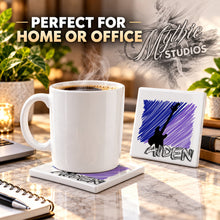 F020 Guitar ceramic coaster by Mythic Airbrush, original Air-Volution design — product image 4