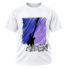 Personalized Guitar T-Shirt, front-view T-shirt mockup featuring custom Air-Volution artwork by Mythic Airbrush