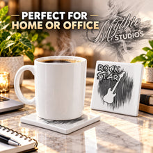 F021 Guitar ceramic coaster by Mythic Airbrush, original Air-Volution design — product image 4