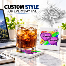 F023 Hearts ceramic coaster by Mythic Airbrush, original Air-Volution design — product image 2