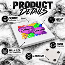 F023 Hearts ceramic coaster by Mythic Airbrush, original Air-Volution design — product image 3