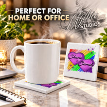 F023 Hearts ceramic coaster by Mythic Airbrush, original Air-Volution design — product image 4