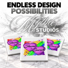 F023 Hearts ceramic coaster by Mythic Airbrush, original Air-Volution design — product image 6