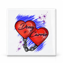 F024 Heart and Chain ceramic coaster by Mythic Airbrush, original Air-Volution design — main image