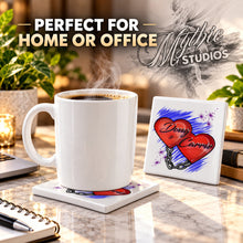 F024 Heart and Chain ceramic coaster by Mythic Airbrush, original Air-Volution design — product image 4