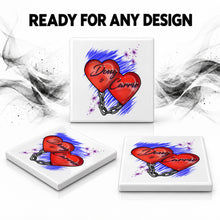 F024 Heart and Chain ceramic coaster by Mythic Airbrush, original Air-Volution design — product image 7