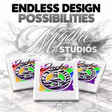 F026 Zebra Peace Sign ceramic coaster by Mythic Airbrush, original Air-Volution design — product image 6