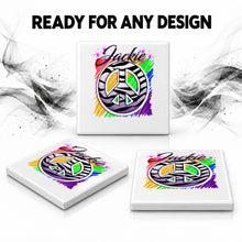 F026 Zebra Peace Sign ceramic coaster by Mythic Airbrush, original Air-Volution design — product image 7