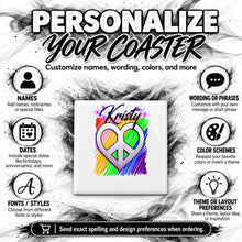 F027 Peace Heart ceramic coaster by Mythic Airbrush, original Air-Volution design — product image 5