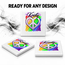 F027 Peace Heart ceramic coaster by Mythic Airbrush, original Air-Volution design — product image 7