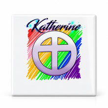 F028 Christian Cross ceramic coaster by Mythic Airbrush, original Air-Volution design — main image