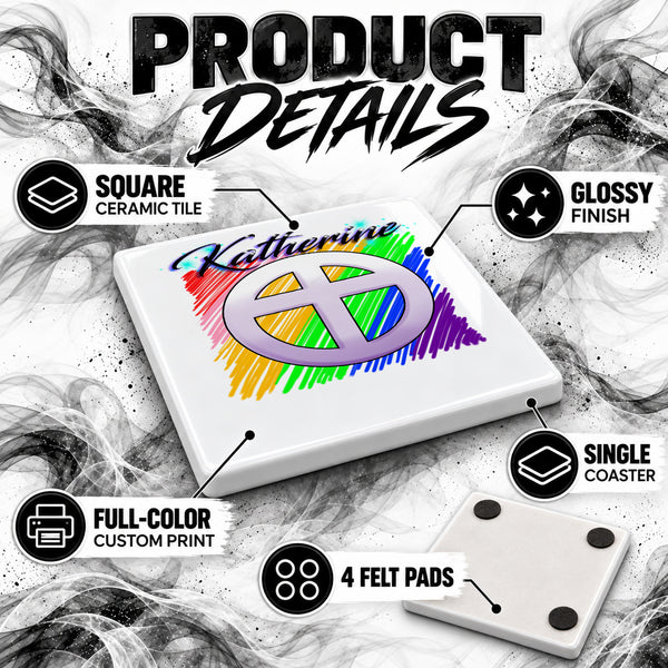 F028 Christian Cross ceramic coaster by Mythic Airbrush, original Air-Volution design — product image 3