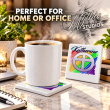 F028 Christian Cross ceramic coaster by Mythic Airbrush, original Air-Volution design — product image 4
