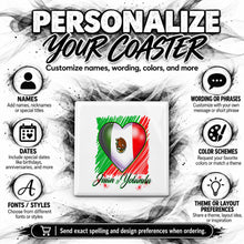 F031 Mexican Flag Heart ceramic coaster by Mythic Airbrush, original Air-Volution design — product image 5