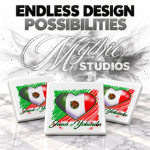 F031 Mexican Flag Heart ceramic coaster by Mythic Airbrush, original Air-Volution design — product image 6
