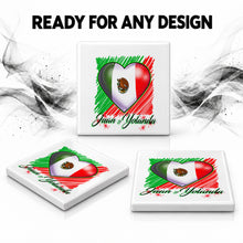 F031 Mexican Flag Heart ceramic coaster by Mythic Airbrush, original Air-Volution design — product image 7
