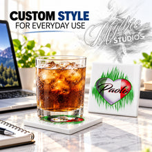 F032 Italian Flag Heart ceramic coaster by Mythic Airbrush, original Air-Volution design — product image 2