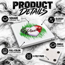 F032 Italian Flag Heart ceramic coaster by Mythic Airbrush, original Air-Volution design — product image 3