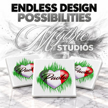 F032 Italian Flag Heart ceramic coaster by Mythic Airbrush, original Air-Volution design — product image 6
