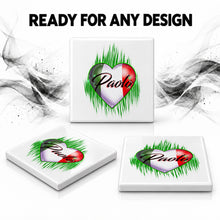 F032 Italian Flag Heart ceramic coaster by Mythic Airbrush, original Air-Volution design — product image 7