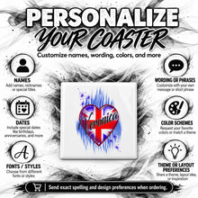F033 British Flag Heart ceramic coaster by Mythic Airbrush, original Air-Volution design — product image 5