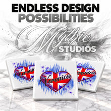 F033 British Flag Heart ceramic coaster by Mythic Airbrush, original Air-Volution design — product image 6