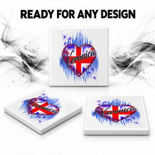 F033 British Flag Heart ceramic coaster by Mythic Airbrush, original Air-Volution design — product image 7