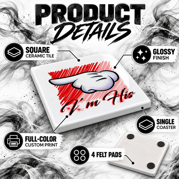 F035 Hand ceramic coaster by Mythic Airbrush, original Air-Volution design — product image 3