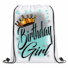 F038 Birthday Crown Girl Drawstring Backpack