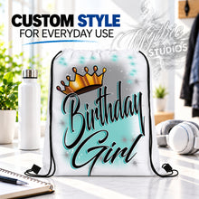 F038 Birthday Crown Girl Drawstring Backpack