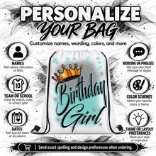 F038 Birthday Crown Girl Drawstring Backpack