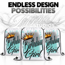F038 Birthday Crown Girl Drawstring Backpack