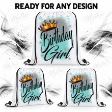 F038 Birthday Crown Girl Drawstring Backpack