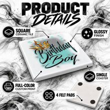F042 Boy Crown ceramic coaster by Mythic Airbrush, original Air-Volution design — product image 3
