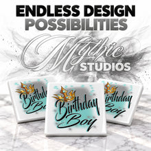 F042 Boy Crown ceramic coaster by Mythic Airbrush, original Air-Volution design — product image 6