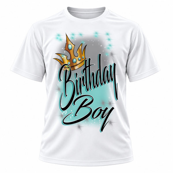 Personalized Boy Crown T-Shirt, front-view T-shirt mockup featuring custom Air-Volution artwork by Mythic Airbrush