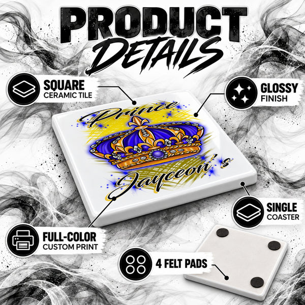 F043 King Crown ceramic coaster — PT02 photo
