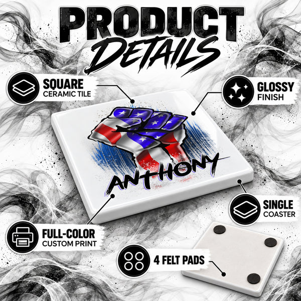 F044 Unity American Flag ceramic coaster — PT02 photo