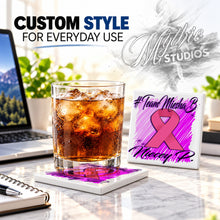 F050 Breast Cancer Ribbon ceramic coaster — PT01 photo