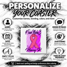 F050 Breast Cancer Ribbon ceramic coaster — PT04 photo